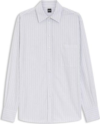 BOSS Relaxed-fit blouse in striped cotton poplin