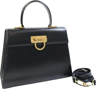 Ferragamo Pre-owned Handbags, female, Black, Size: ONE SIZE Pre-owned Leather Handbag
