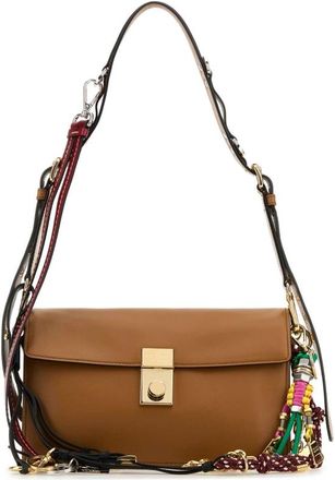 Prada Caramel Leather Small Prada Soft Sound Shoulder Bag