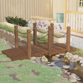 vidaXL Puente De Jard&iacute;n Con Cadenas Madera Maciza Abeto 150x67x56cm Vidaxl
