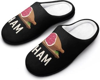 Generic Ham Funny Mens Cotton Slippers Shoes Novelty Soft Non-Slip Sole Home Shoe