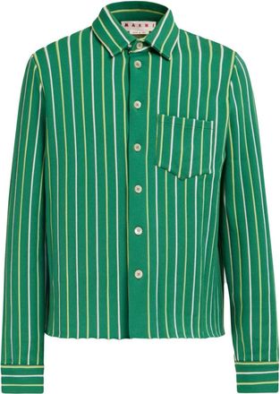Marni striped long-sleeve shirt - men - Polyamide/Polyester/Microviscose - 54 - Green