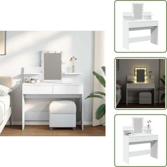 vidaXL The Living Store Toeletta con LED Bianco 100x40x130 cm - Specchio da trucco