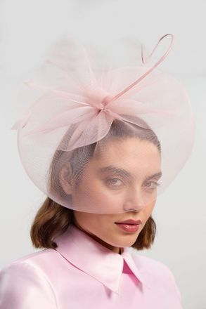 Karen Millen Womens Mesh Feather Detail Fascinator - Pink - One Size