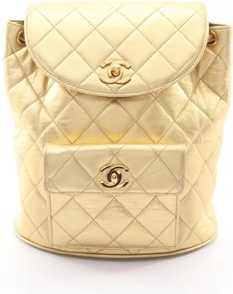 Chanel Gold Leather Backpack (Pre-Owned)