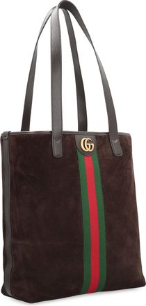 Gucci Mens Shopping Bag Ophidia Brown Calf Leather Tote