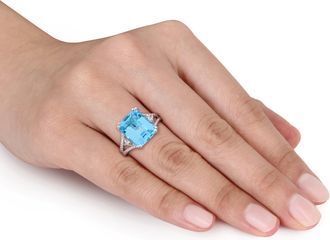 Mimi & Max 23 1/3ct TGW Octagon-Cut Sky Blue White Topaz Heart Jewelry Set Sterling Silver