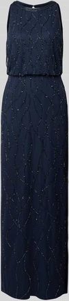 Christian Berg Cocktail Abendkleid mit Perlen in Marine Melange, Gr&ouml;&szlig;e 34