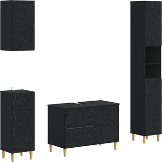 vidaXL Juego De Armarios De Ba&ntilde;o De 4 Piezas Delft Negro Vidaxl