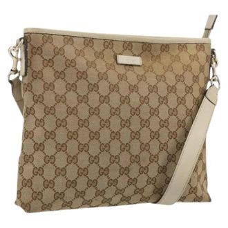 Gucci Pre-owned Cross Body Bags, female, Beige, Size: ONE SIZE Pre-owned Vintage GG Canvas Shoulder Bag