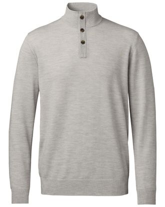 CHARLES TYRWHITT Merino Wool Button Neck Sweater