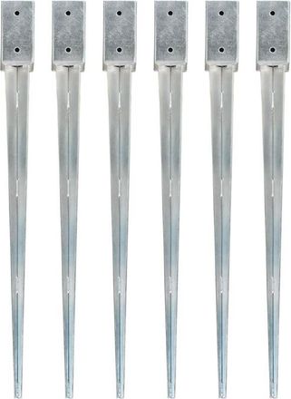 vidaXL vidaXL Picchetti di Terra 6 pz Argento 7x7x90 cm in Acciaio Zincato