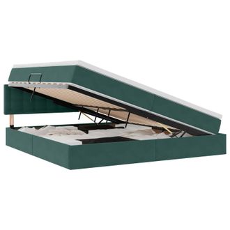 vidaXL Cama Con Almacenamiento Verde Oscuro 200 X 200 Cm Terciopelo Vidaxl