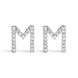 House of Brilliance 10K Gold 1/10 Cttw Diamond Initial A to Z Stud Earring