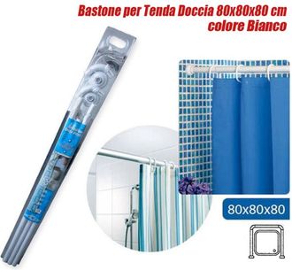 Trade Shop Trade Shop - Barra De Ducha Y Ba&ntilde;era Cortina Marco Blanco 80x80x80cm