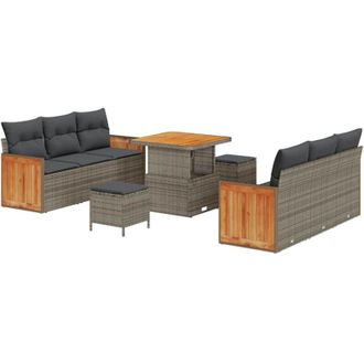 vidaXL Vidaxl - Conjunto De Sof&aacute; De Jard&iacute;n 9 Pcs Gris 80 X 80 X 71 Cm