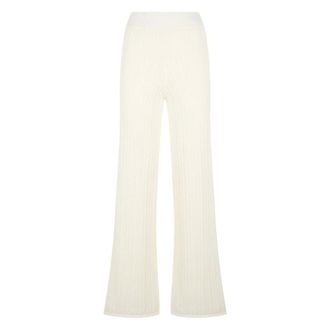 Alpha Studio Wide Trousers, female, White, Size: S Flared Pants in Mesh Knit