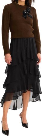 Allison New York Beaded Abigail Sweater In Walnut