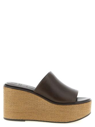 Brunello Cucinelli Brown Calfskin Wedge Womens Sandals