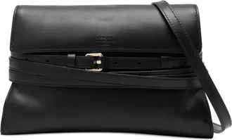 Moschino Fold-Over Nappa Leather Shoulder Bag With Gold
