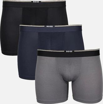 HUGO BOSS Mens BOSS 3-Pack Bamboo Boxer Briefs, Black/Blue/Grey - Size: 32/33/32