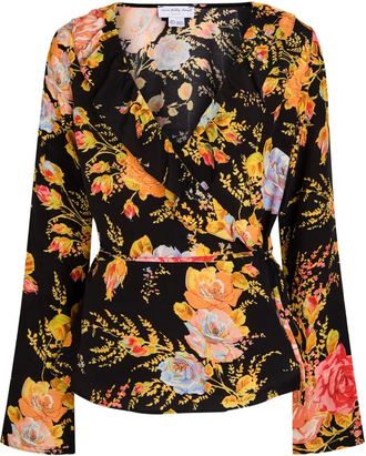 Never Fully Dressed Top a fiori con ruches - Nero