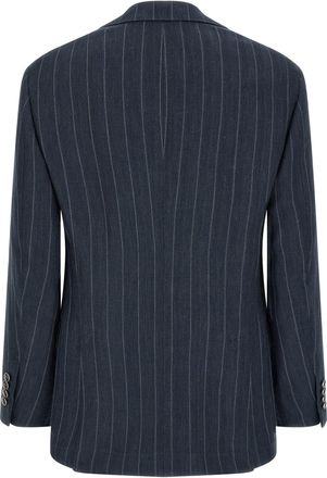 Brunello Cucinelli Mens Blue Hemp Blazer Clothing