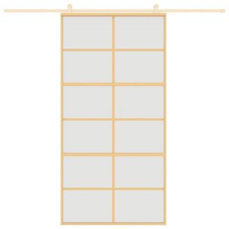 Berkfield Home Sliding Door Gold 102.5x205 cm Frosted ESG Glass & Aluminium