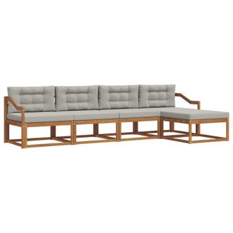 vidaXL Conjunto De Sof&aacute;s De Exterior 5 Pcs Gris Natural Y Claro Vidaxl
