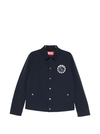 Diesel Blue Button-Up Jacket With Patch Logo