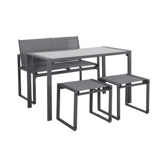 Sweeek Conjunto de mesa de jard&iacute;n encastrable, 4 plazas, antracita
