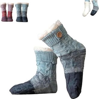 Generic Knitted Ultra-thick Slipper Home Socks, Ultra-Thick Cashmere Loungewear Socks, Non-slip Warm Winter with Fleece Lined, Warm Comfort for Women (B)