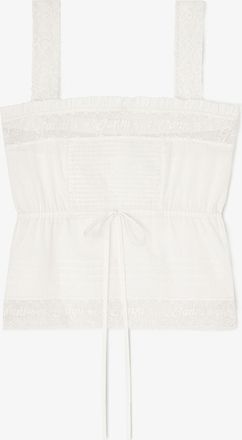 Ganni White Top in Cotton - Size 10/12 Organic