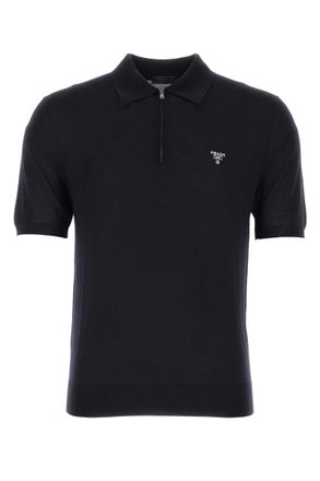 Prada Midnight Blue Logo Zip Polo