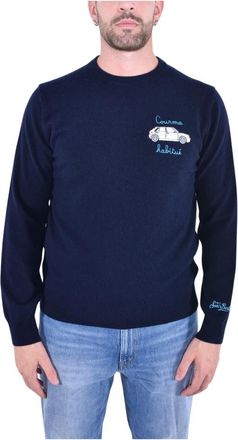 MC2 Saint Barth Truien & Vesten, Heren, Blauw, M, Wol, Elegant Crew Neck Sweater