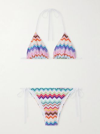 Missoni Bikini A Triangolo In Maglia Crochet Metallizzata A Righe Mare - Multicolore