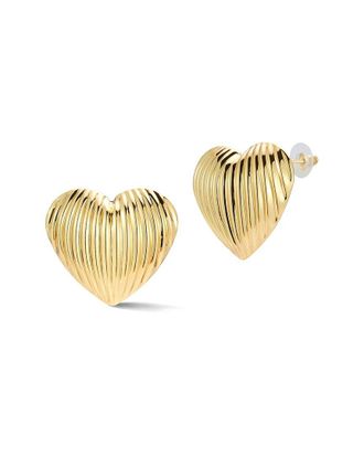 Glaze Jewelry Plated Chunky Heart Ribbed Dome Statement Earrings