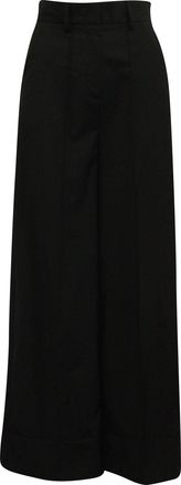 Msgm Wide Leg Tailored Pants in Black Polyester