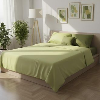 KASANOVA Completo letto matrimoniale bicolor lime e salvia