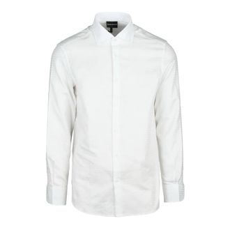 Emporio Armani Formal Shirt - Heren - Zakelijke Overhemden - Wit - XL - Katoen - Overhemden