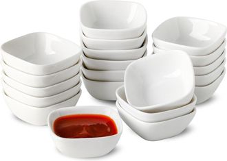 No Brand 20 Cuencos De Porcelana Para Salsas (7,3 X 3 Cm), 60 Ml Para Tapas, Salsas, Sushi, Mermelada: Mini Cuencos Para Servir Y Preparar Platos