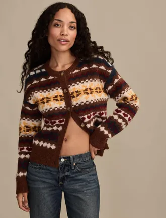 Lucky Brand Womens Fairisle Cardigan