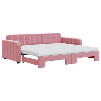vidaXL Vidaxl - Divano Letto Estraibile Con Materassi Rosa 90x200 Cm Velluto