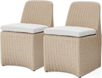 Castlery Curved Base Outdoor Dining Chair, Set of 2 - White/Beige | Lorna by Castlery