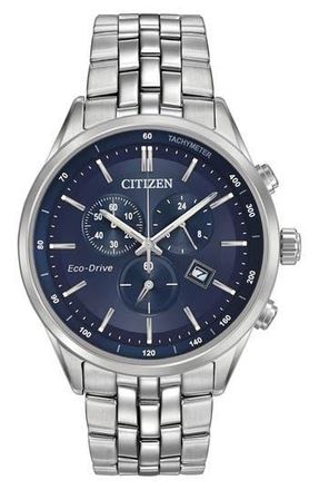 Citizen Chronograph Stainless Steel Bracelet Watch, 42mm in Silver-Tone at Nordstrom Rack