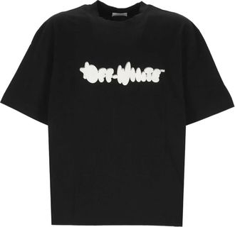 Off-white T-shirt met logoprint - Zwart