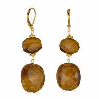 Rachel Reinhardt Jewelry Womens Tigers Eye Double Drop Earrings In Brown