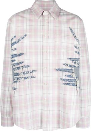 Y / Project whisker-embroidered check shirt - unisex - Cotton - S - Pink