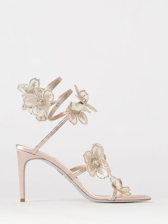 Rene Caovilla Sandalo in raso con fiori e strass