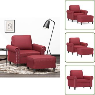 vidaXL Poggiapiedi flessibile - vidaXL Poltrona con Poggiapiedi Rosso Vino 60 cm in Similpelle - Seduta confortevole